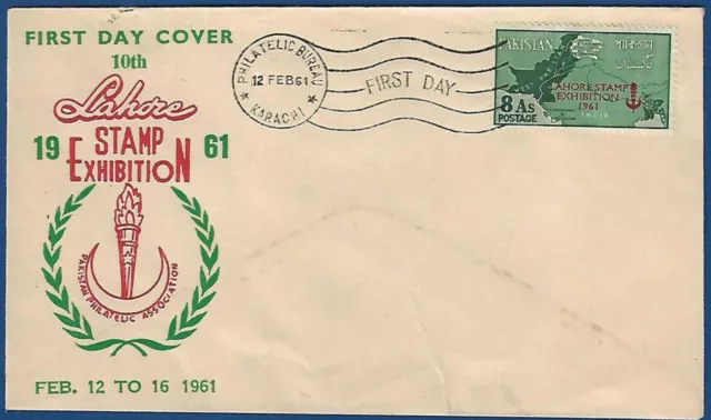 Pakistan Mnh 1961 Fdc First Day Cover Tenth Lahore Stamp Exhibition