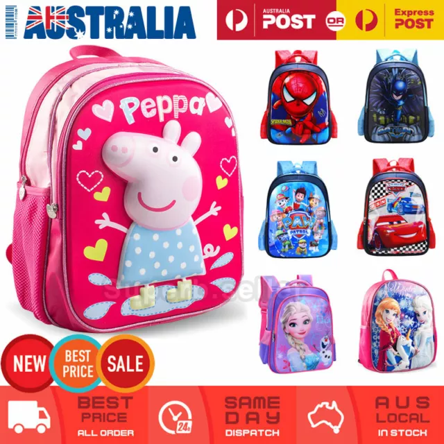 Kids School Bag Backpacks Spiderman Batman Cars Frozen Paw Patrol Peppa Pig New