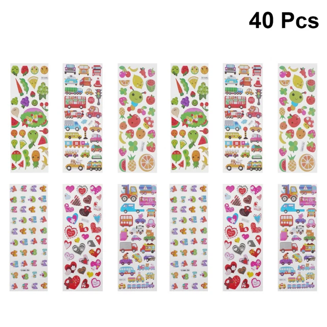 Meafeng Autocollants 3d pour Enfants 2 à 4 ans, 24 Feuilles Kids Stickers plus de 530, Des Divers Ensembles D'Autocollants, Comprenant Animaux, Fruits, Filles, SirèNes, Desserts Etc