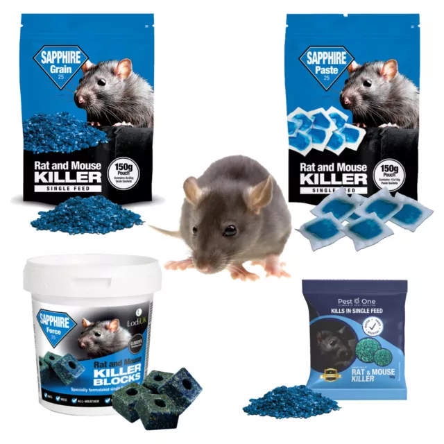 RAT MOUSE POISON BAIT MAX STRENGTH RODENT KILLER GRAINS KILLS IN A