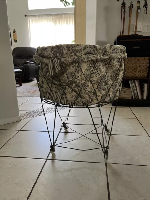Antique Wire Hamper Collapsible With Wheels Antique Wire Hamper Collapsible With Wheels
