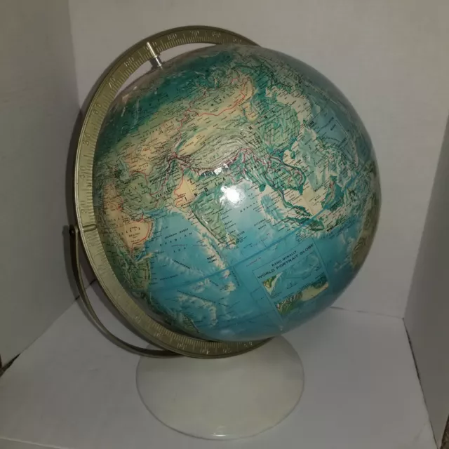 Vintage Rand McNally World Portrait Globe Soviet Union Metal Base