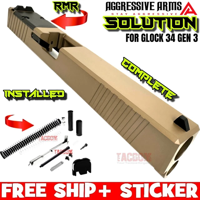 Stripped RMR Cut W1 Nitride Slide for Glock 34 Gen 3- Black