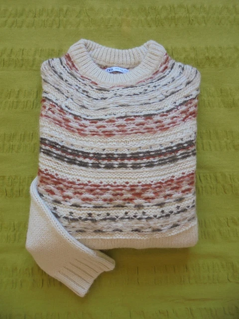 Pull Zara Jacquard Beige - Taille S - Neuf Avec étiquettes