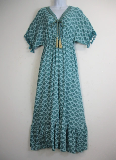Robe D'été En Viscose 100% - Longueur Midi - Style Boho Avec Boddice Ruché - Neuf Avec étiquettes