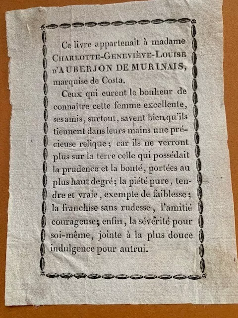 Ex-libris AUBERJON DE MURINAIS Charlotte, A0733, 95 x 59 mm