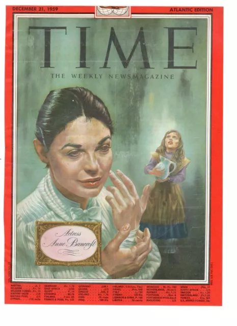 Actress Anne Bancroft 1959 Time Cover Original 1 Page