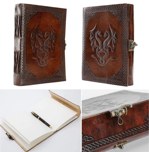 Handmade Leather Journal Writing Dragon Notebook Diary Bound Daily Notepad For M