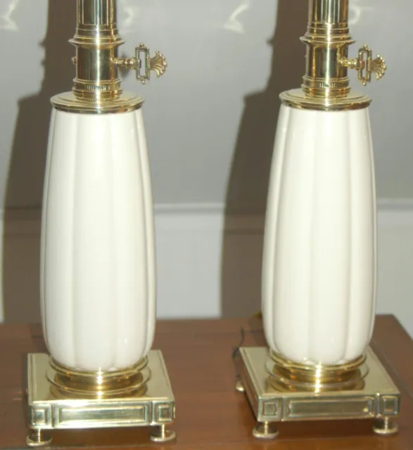 LENOX STIFFEL One Or Pair HOLLYWOOD Regency Porcelain Brass Milk Glass  Modern