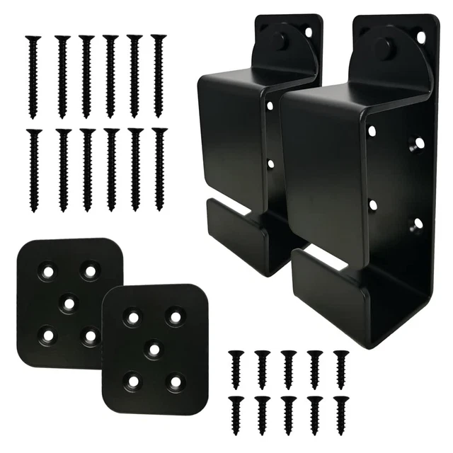 2PC Door Barricade Brackets, Swivel Closed U Shape Heavy Duty Gate Rail Bracket