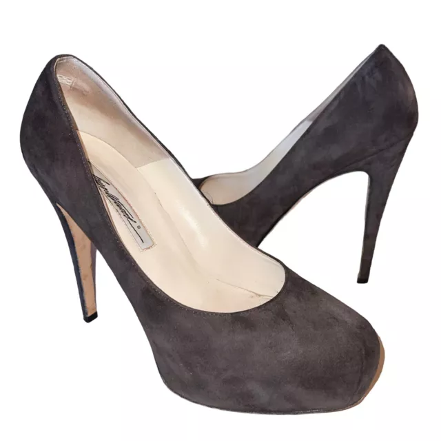 Brian Atwood Brown Suede Platform Stiletto Pump 38 1/2 7.5