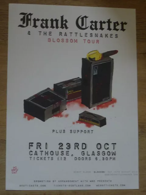 Frank Carter & The Rattlesnakes Konzertposter Glasgow 2015 Tour Gig Erinnerungsstücke