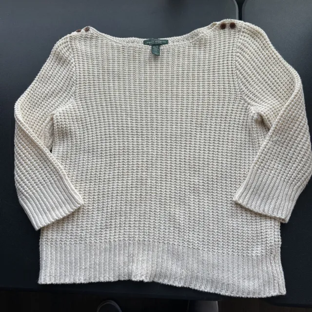 LRL Ralph Lauren white knit top size S Womens