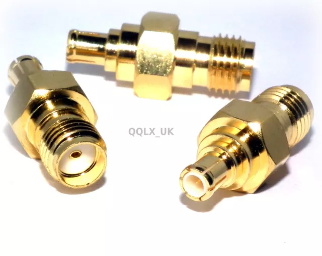 SMA female jack to MCX male plug RF coaxial adapter connector - UK seller