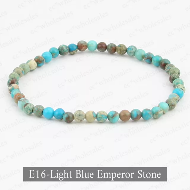 Handmade 4mm Mixed Natural Gemstone Round Beads Stretchy Bracelet Reiki Chakra