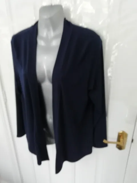 Saloos Size 16 Navy Blue Soft Stretchy Smart Open Cover Bolero Jacket Blouse Top