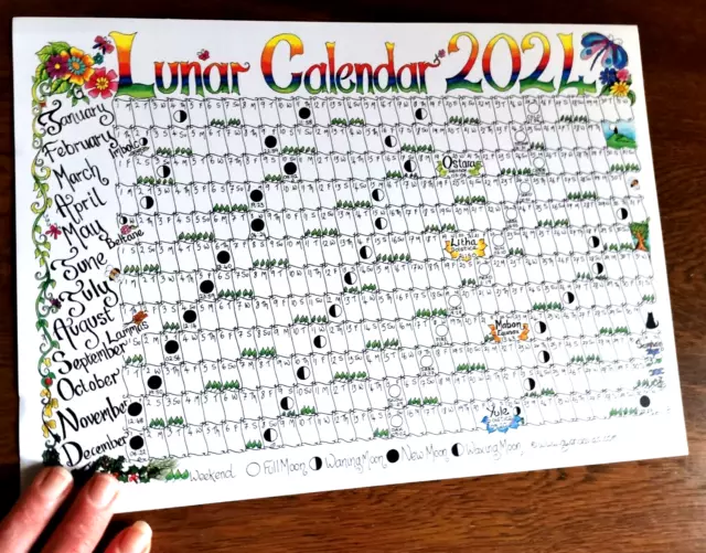 CALENDAR 2024 A4 Pagan Wicca wall chart planner poster Goddess Diary