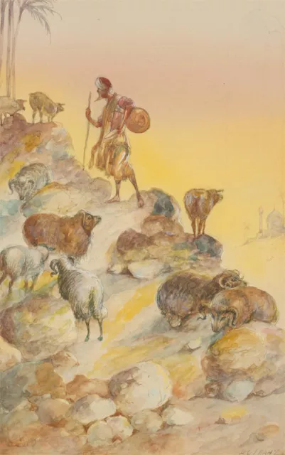 H.G. Leahy - Mid 20th Century Watercolour, Shepherd with Sheep