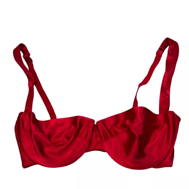 Victoria's Secret Sexy Shiny Red Second Skin Satin Balconette Bra NWT 36C