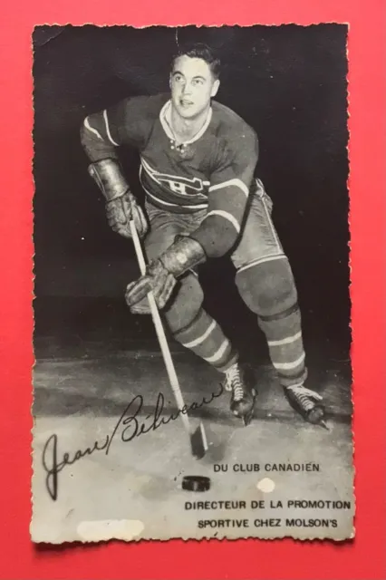 Rare c.1950s Canadiens Jean Beliveau Molson's Promotional Postcard