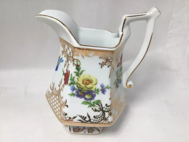 Vintage Royal Danube White China with Floral Pattern Gold Trim Pitcher