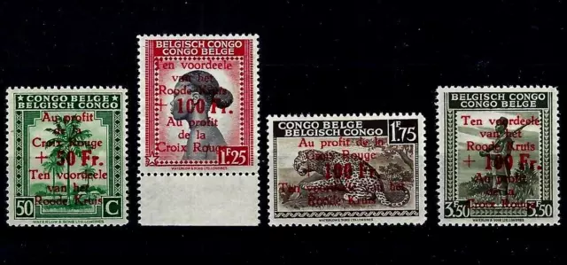 Belgian Congo Stamps Overprint Surcharge Red Cross Fund MNH 1944