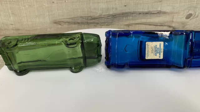 1955 T-Bird & 1965 CORVETTE Vintage AVON BOTTLES Glass Empty GREEN BLUE 2