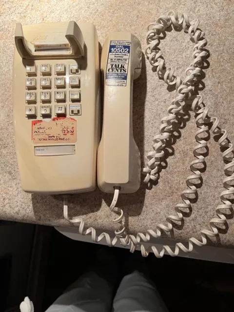 Vintage  Wall Mount Telephone Push Button Touch Tone Phone Beige