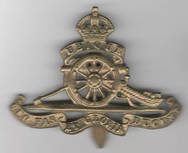 BRITISH ARMY - WW1 & WW2 Royal Artillery Brass Cap Badge Insignia Pin ...