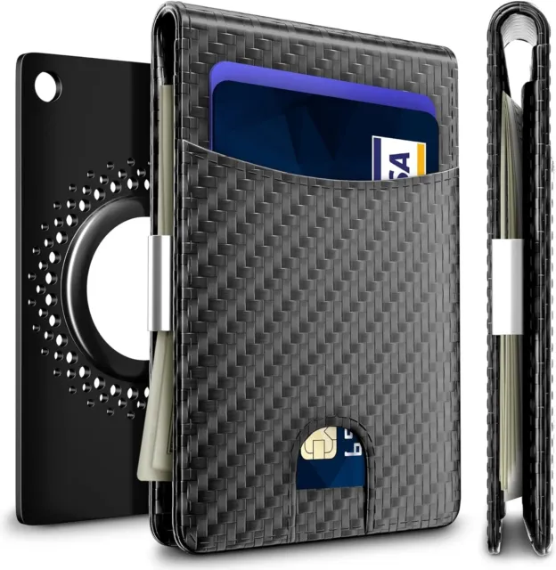 Men Airtag Wallet Slim Leather Credit Card Money Airtag Holder Air Tag Case