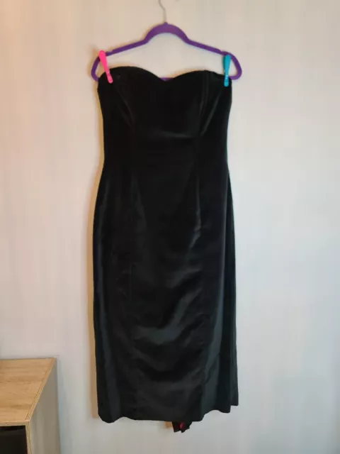 Vintage La Seta Velvet Cocktail Dress Size 12 - 14 Bow Detail To Back 34" Bust