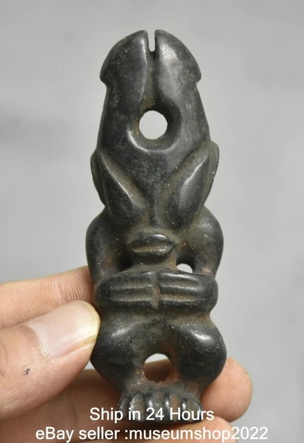 3.8 " Old Chinese Hongshan Culture Dynasty Sun God Figure Amulet Pendant