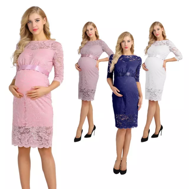 Pregnant Women's Lace Elegant Maternity Dress Photography Photo Shoot Ball Gown