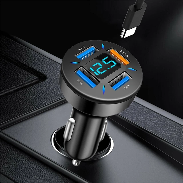 Caricabatterie auto 4USB QC3.0 super veloce con tensione wisplay per telefono
