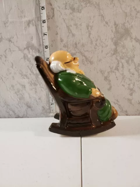 Vintage Ceramic bank Retirement Fund old man in rocking chair With dog 3