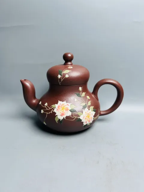 Chinese Yixing Zisha Clay Handmade Exquisite Flowers & Plants Teapot For Puer