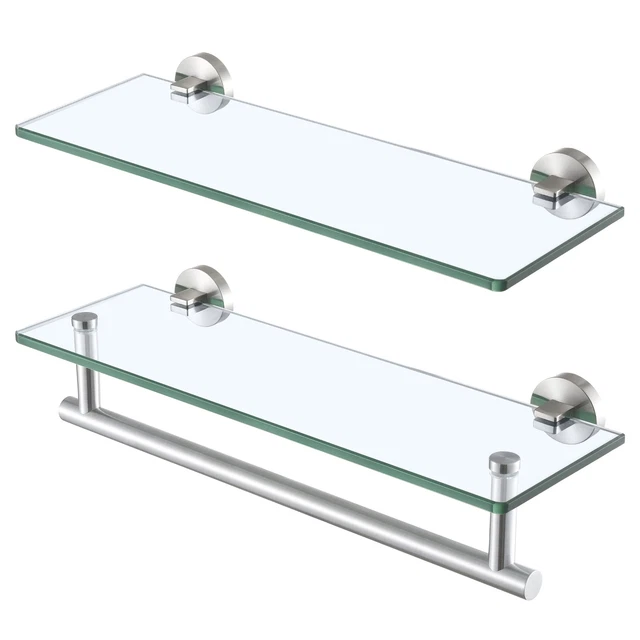 16-Inch Glass Shelves for Bathroom, Bathroom Shelf Tempered Glass 2 Pack