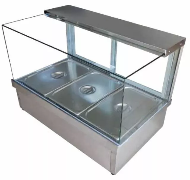 Square Glass Hot Food Counter Top Wet  Bain Marie Heated Display 6 X ½ GN CRB-6