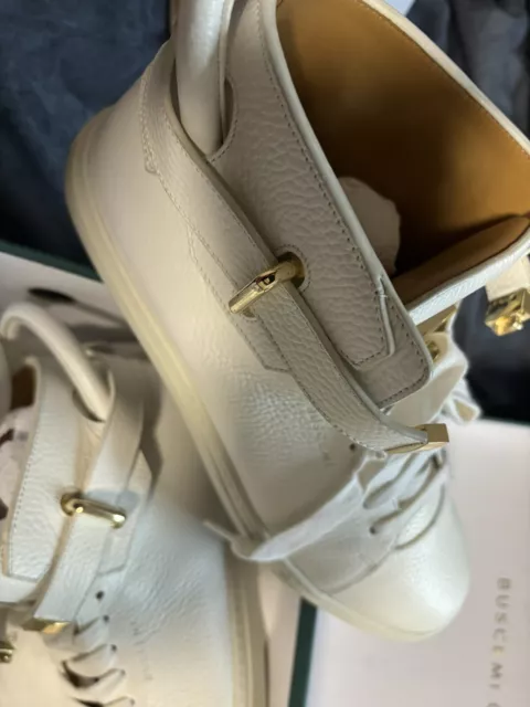 Buscemi 100mm Golden-Padlock Sneakers, White 2