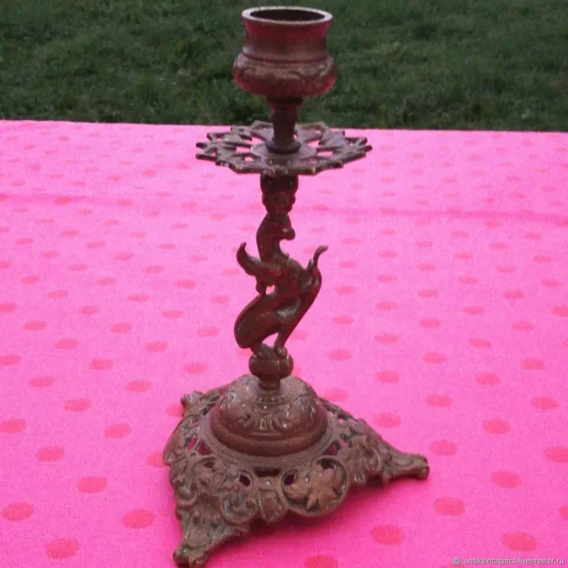 Bougeoir ancien Chimère bronze XIX siècle Candlestick old Chimera bronze XIX