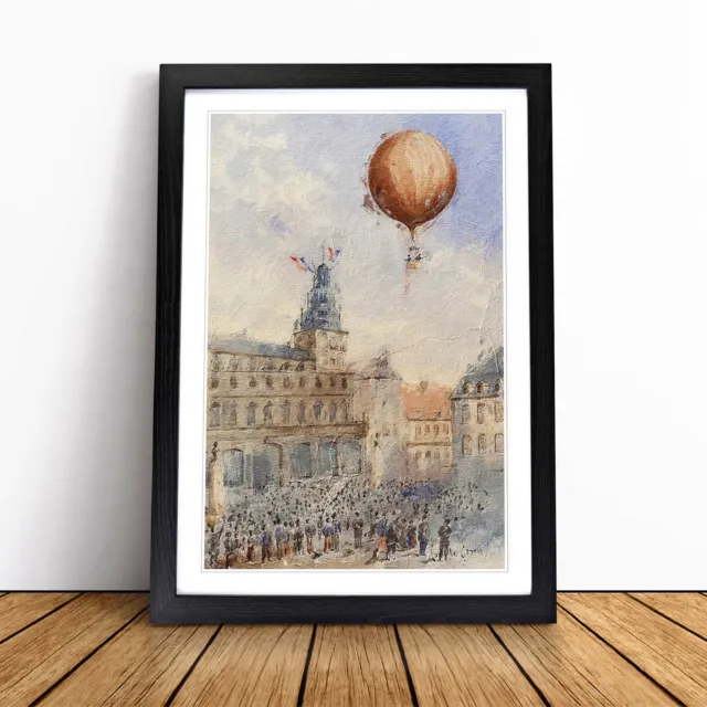 Hot Air Balloon Above Paris Camille Gravis Wall Art Print Framed Canvas Picture