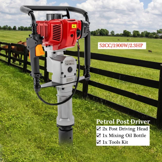 52CC Gas Powered T-Post Driver Gasoline Engine 2.3HP Pile Driver Fencing Hammer