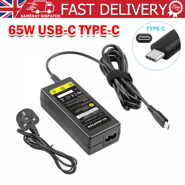65W USB-C Type-C Laptop Charger For Lenovo ThinkPad T14 T15 T480 T480s T490 T590