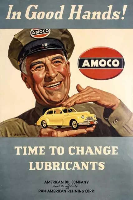 Poster Manifesto Locandina Pubblicitaria Stampa Vintage Automobili Amoco  USA