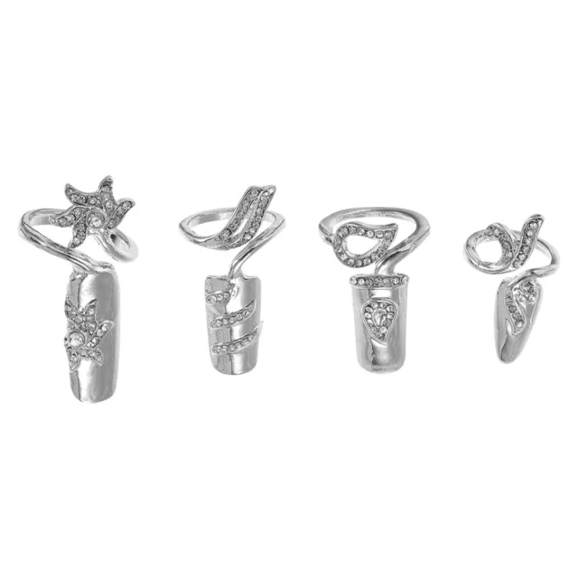 4 piezas Juego de uñas de diamante de cristal señorita pedrería de cristal piedras de pedrería