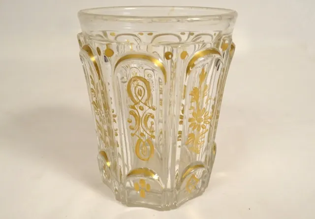 Cristal Vasos Charles X Tallado Baño de Oro Baccarat Flores Siglo XIX