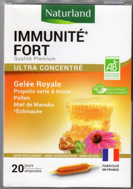 Boite entamée Cure 16 Ampoules Bio au Lieu de 20 Naturland Gelée Royale Propolis