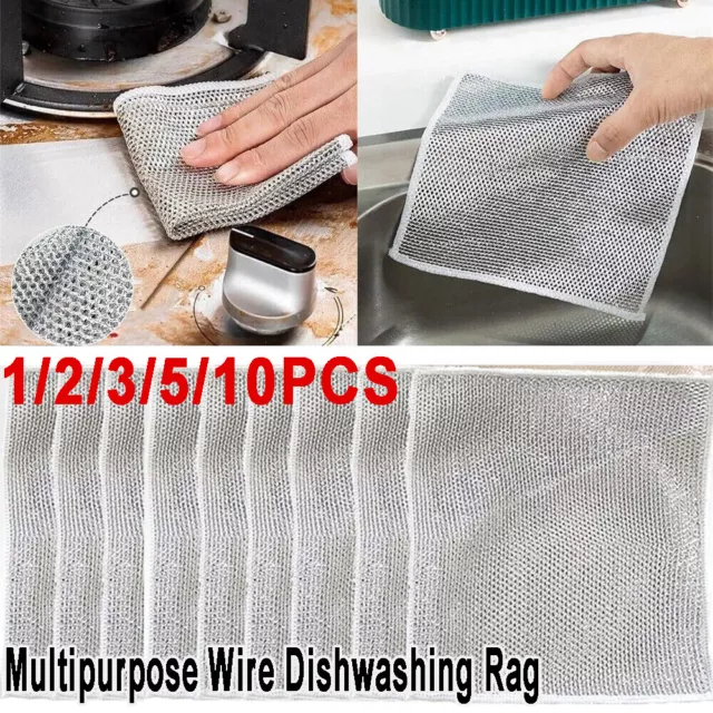 1-10X MULTIPURPOSE WIRE Dishwashing Rags for Wet and Dry, Wire