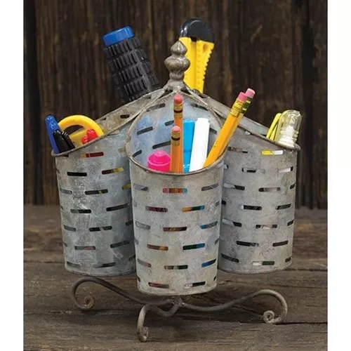 NEW Utencil Holder Organizer Basket Spins French Country Farmhouse Chic Rustic