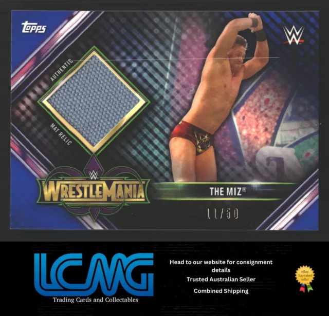 2019 Topps WWE Road to Wrestlemania #MR-TM The Miz Mat Relics Blue #/50